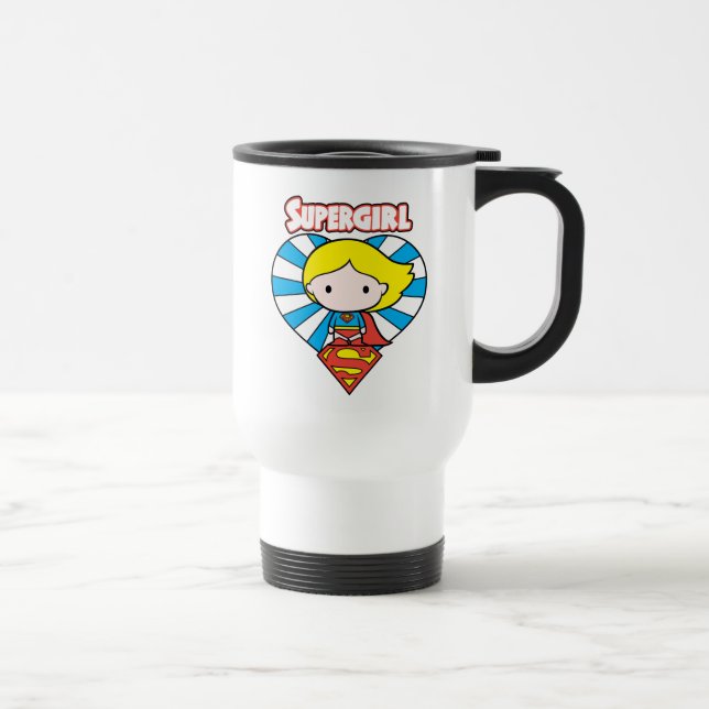 Taza De Viaje Chibi Supergirl Starburst Heart and Logo (Derecha)