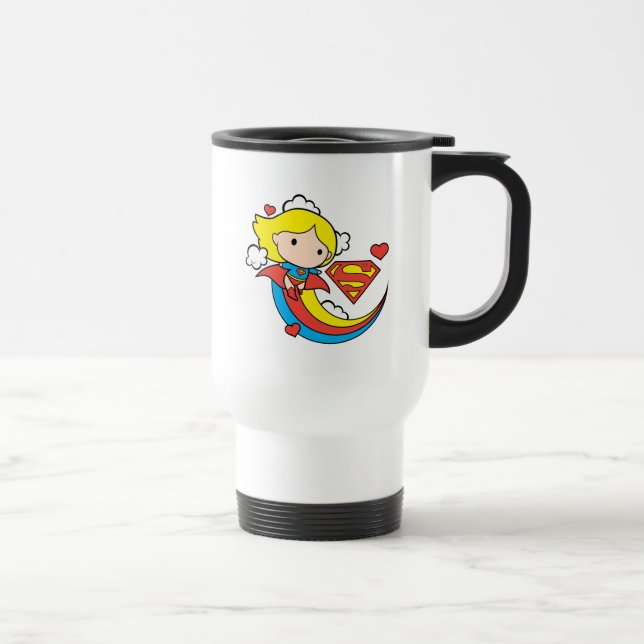 Taza De Viaje Chibi Supergirl Volando Arcoiris (Derecha)