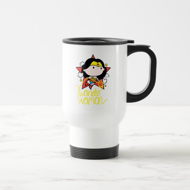 Taza De Viaje Chibi WonWoman Volando Con Lasso (Derecha)