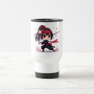 Taza De Viaje Chica de la floración guerrera de ninja