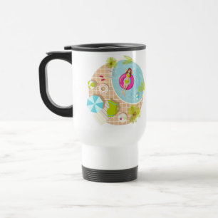 Taza De Viaje Chica de la piscina en la playa de verano de bikin