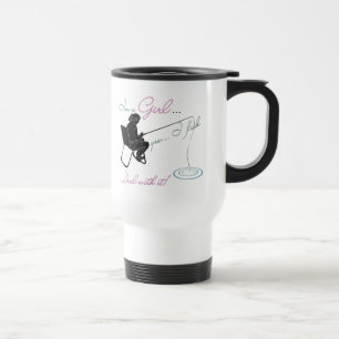 Taza De Viaje Chica de Pesca lidia con el engranaje de pesca