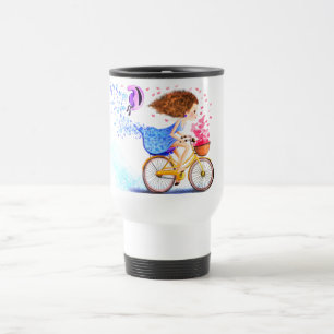 Taza De Viaje Chica romántico con bici