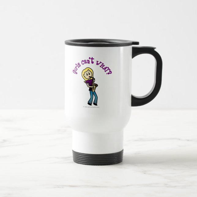 Taza De Viaje Chica rubio jugando saxofón (Derecha)