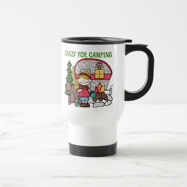 Taza De Viaje Chica rubio loco para acampar (Derecha)