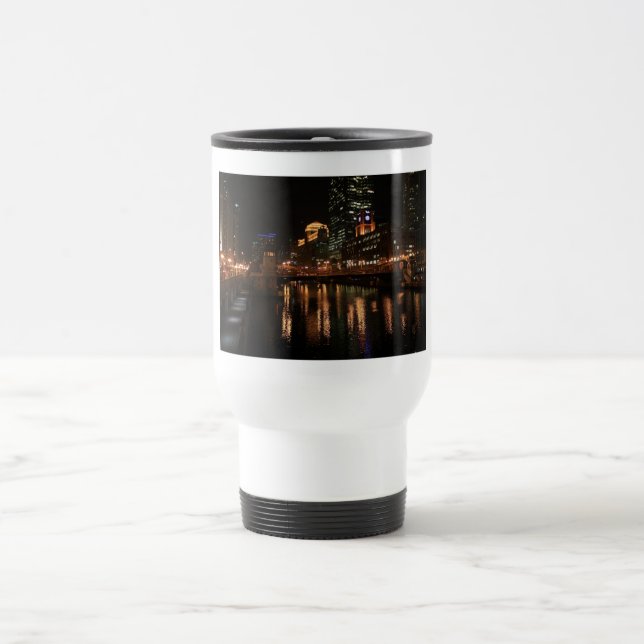 Taza De Viaje Chicago Illinois Ciudad Ventosa Noche Edificio Des (Centro)