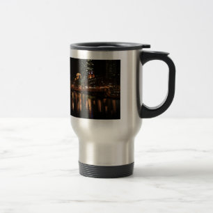 Taza De Viaje Chicago Illinois Ciudad Ventosa Noche Edificio Des