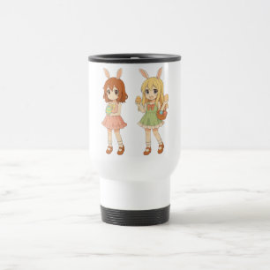 Taza De Viaje Chicas anime conejitas de Pascua lindas