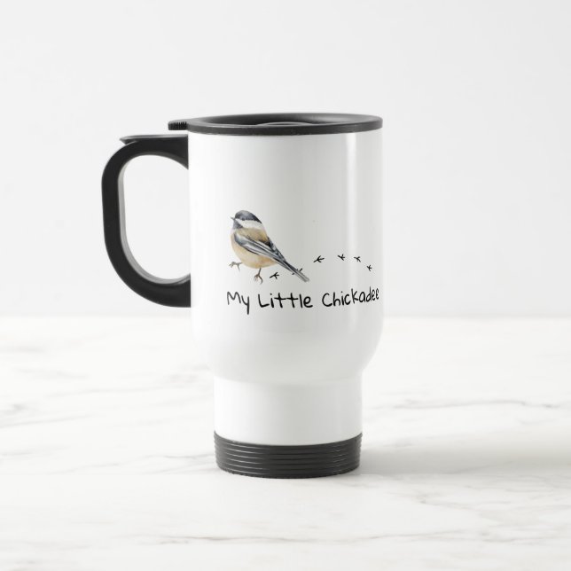 Taza De Viaje Chickadee divertido lindo oruga de pájaros (Izquierda)