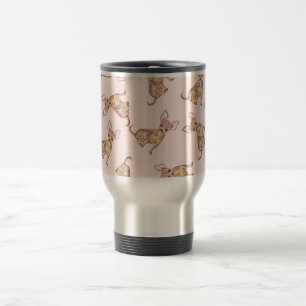 Taza De Viaje Chihuahua linda Brown rosado pintado acuarela