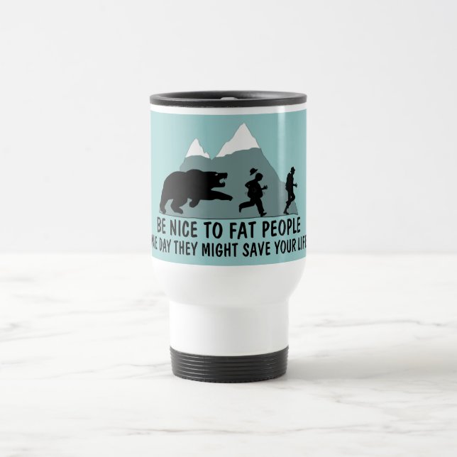 Taza De Viaje Chiste gordo divertido (Centro)