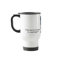 Chiste mug cat con lengua remota blanco inoxidable