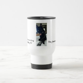 Taza De Viaje Chiste mug cat con lengua remota blanco inoxidable