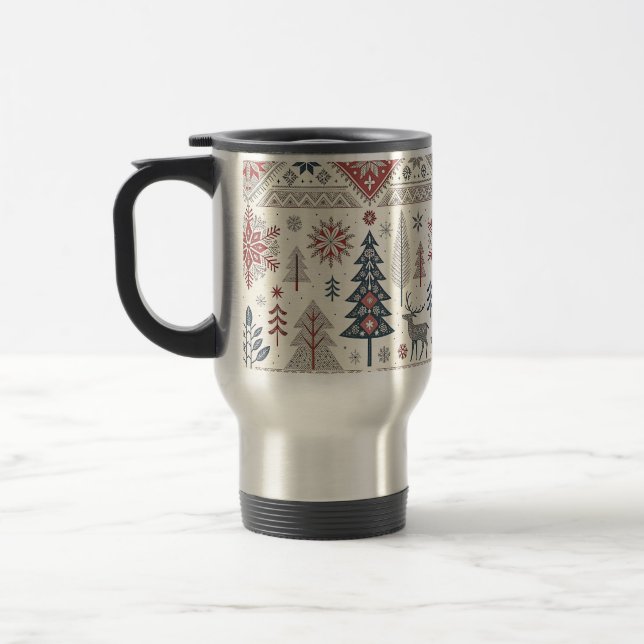 Taza De Viaje Christmas Scandinavian Geometric Minimalist (Izquierda)