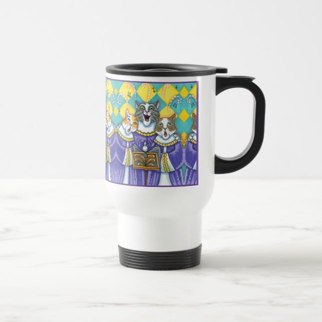 TAZA DE VIAJE CHURCH CHOIR CATS & MOUSE CANTANDO NAVIDADES CAROL (Derecha)