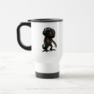 Taza De Viaje Ciberpunk Camaleón DJ Arte Futurista