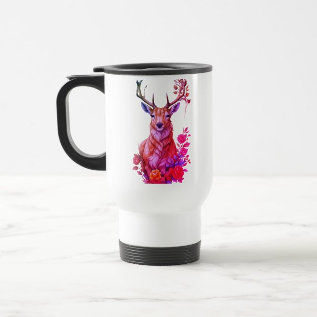 TAZA DE VIAJE CIERV O ENTRE FLORES (Izquierda)