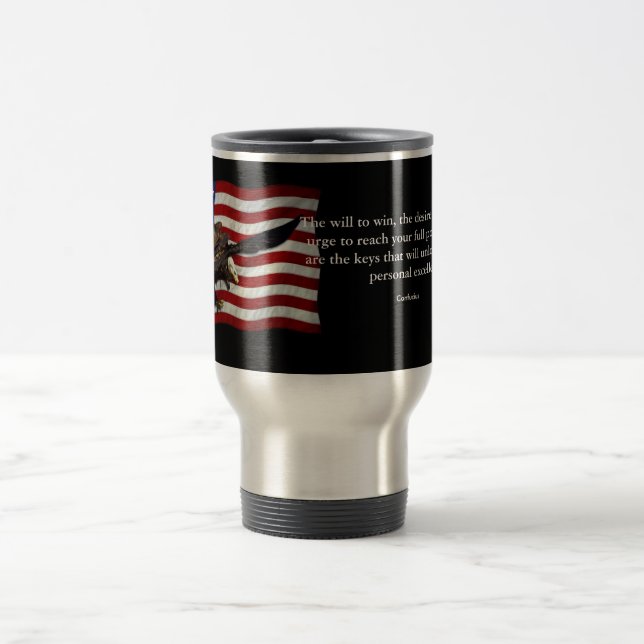 Taza De Viaje Cifras de Águilas calvas y de Confucio (Centro)