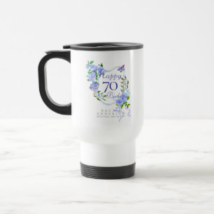 Taza De Viaje Cinta de Rosa Azul 70 Cumpleaños
