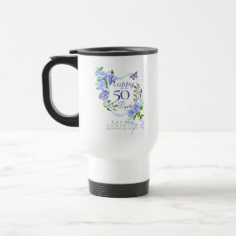 Taza De Viaje Cinta de Rosa Azul Cumpleaños 50