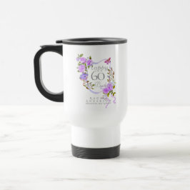 Taza De Viaje Cinta de Rosa Púrpura Cumpleaños 60