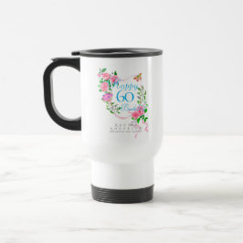 Taza De Viaje Cinta de rosa rosa cumpleaños 60