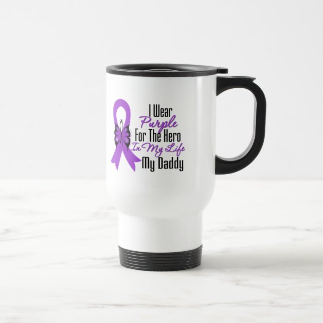 Taza De Viaje Cinta del cáncer pancreático mi héroe mi papá (Derecha)