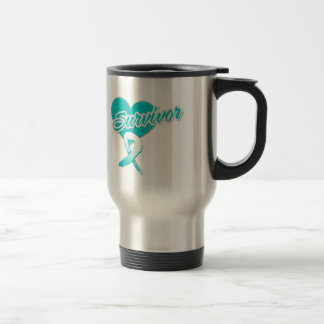 Taza De Viaje Cinta del corazón - superviviente del cáncer de