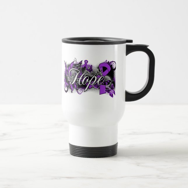 Taza De Viaje Cinta del jardín de la esperanza del cáncer (Derecha)