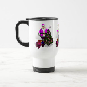 Taza De Viaje Cintas rosadas de Santa Claus