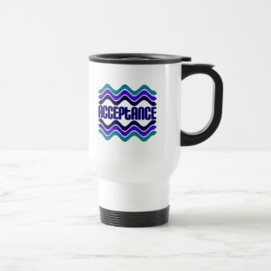 Taza De Viaje Cita de aceptación en gráfico azul verde púrpura