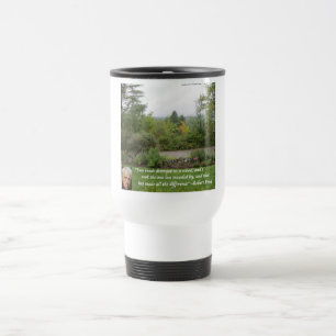 Taza De Viaje Cita de sabiduría de Robert Frost "Camino menos tr