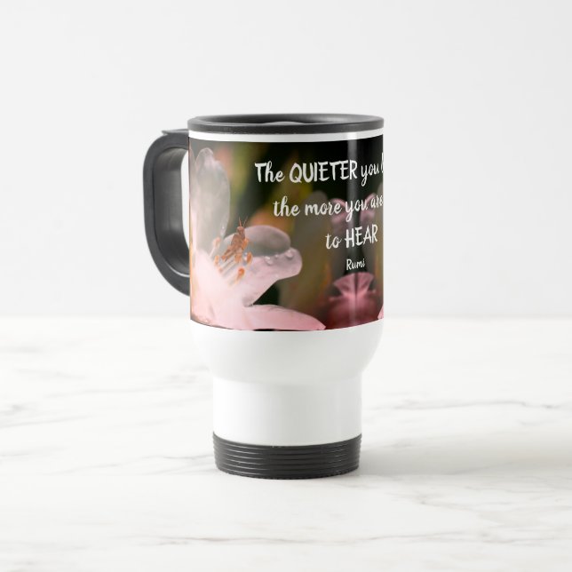 Taza De Viaje Cita de Silencio Inspirador Rumi (Anverso izquierdo)