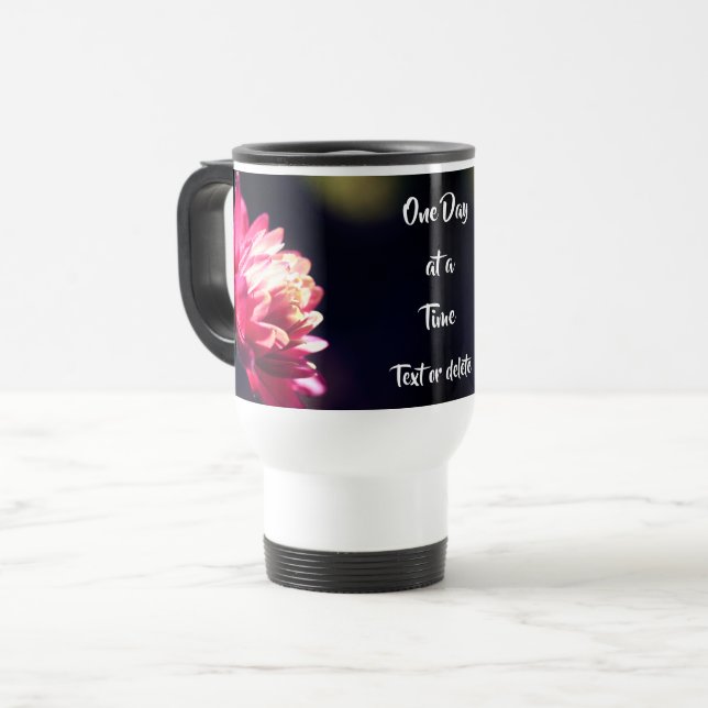 Taza De Viaje Cita De Un Día A La Vez Flor Personalizada (Anverso izquierdo)