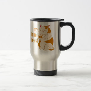 Taza De Viaje Cita motivacional de gato gordo perezoso de mi bes
