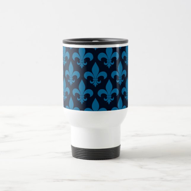 Taza De Viaje Clásico de patrón de flor de lis de Francia (Centro)
