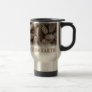 Taza De Viaje Clásico Holiday Pine Cone Peace On Earth