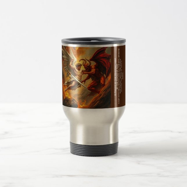 Taza De Viaje Clásico St. Michael luchando contra el demonio Tra (Centro)