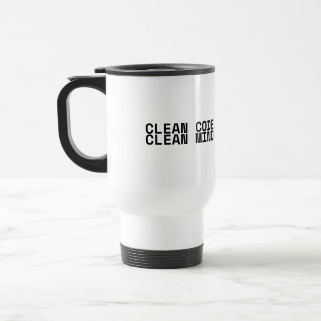 Taza De Viaje Clean Code Clean Mind Minimalist Insulated Travel  (Izquierda)