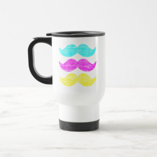 Taza De Viaje CMY Mustaches (estilo letterpress)