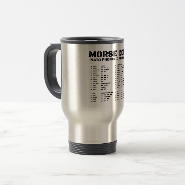 Taza De Viaje Código Morse Alfabeto fonético OTAN (Anverso izquierdo)