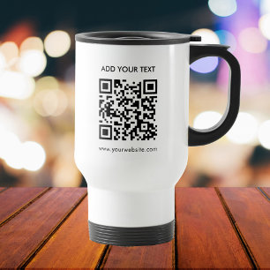 Taza De Viaje Código QR personalizado y texto moderno negocio
