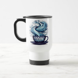 Taza De Viaje Coding Coffee Cup Binary Stream