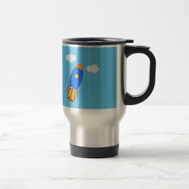Taza De Viaje Cohetes Espaciales personalizados En Cielo Azul (Derecha)