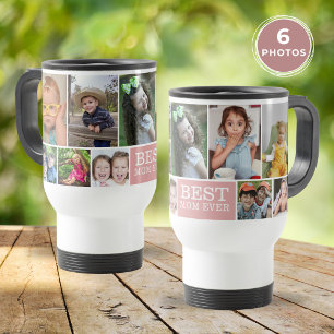 Taza De Viaje Colage de 10 fotos rosa personalizado Mejor Mamá d