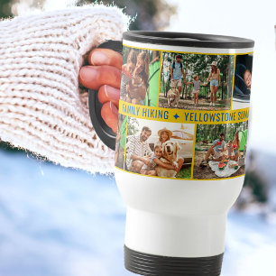 Taza De Viaje Colage de fotos familiares con 9 fotos y texto per