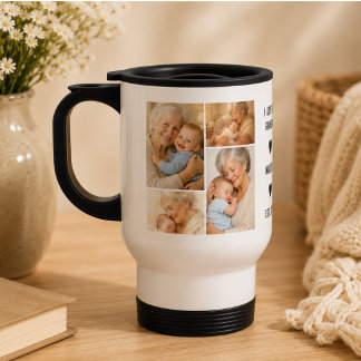 Taza De Viaje Colage de fotos personalizado de la abuela | Día d