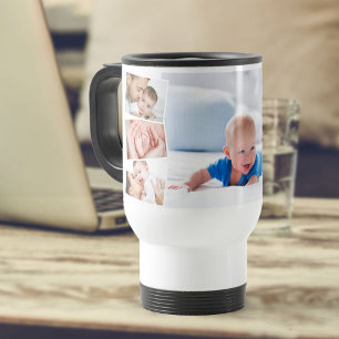 Taza De Viaje Colaje de Fotos de Bebé 7 Imágenes Montaje Zigzag
