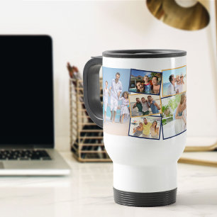 Taza De Viaje Colaje de Fotos Familiares - Agrega 7 Fotos y Text