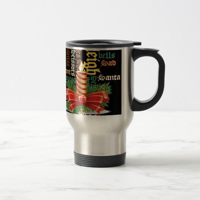 Taza De Viaje Colección de arte de palabras de velas de navidade (Derecha)